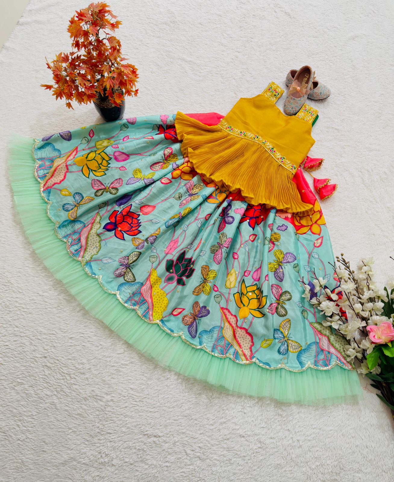 Sky georgette lehenga choli for small girls images
