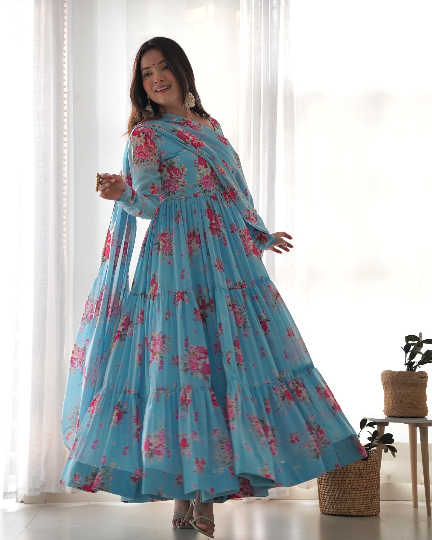 Sky blue Gown for engagement