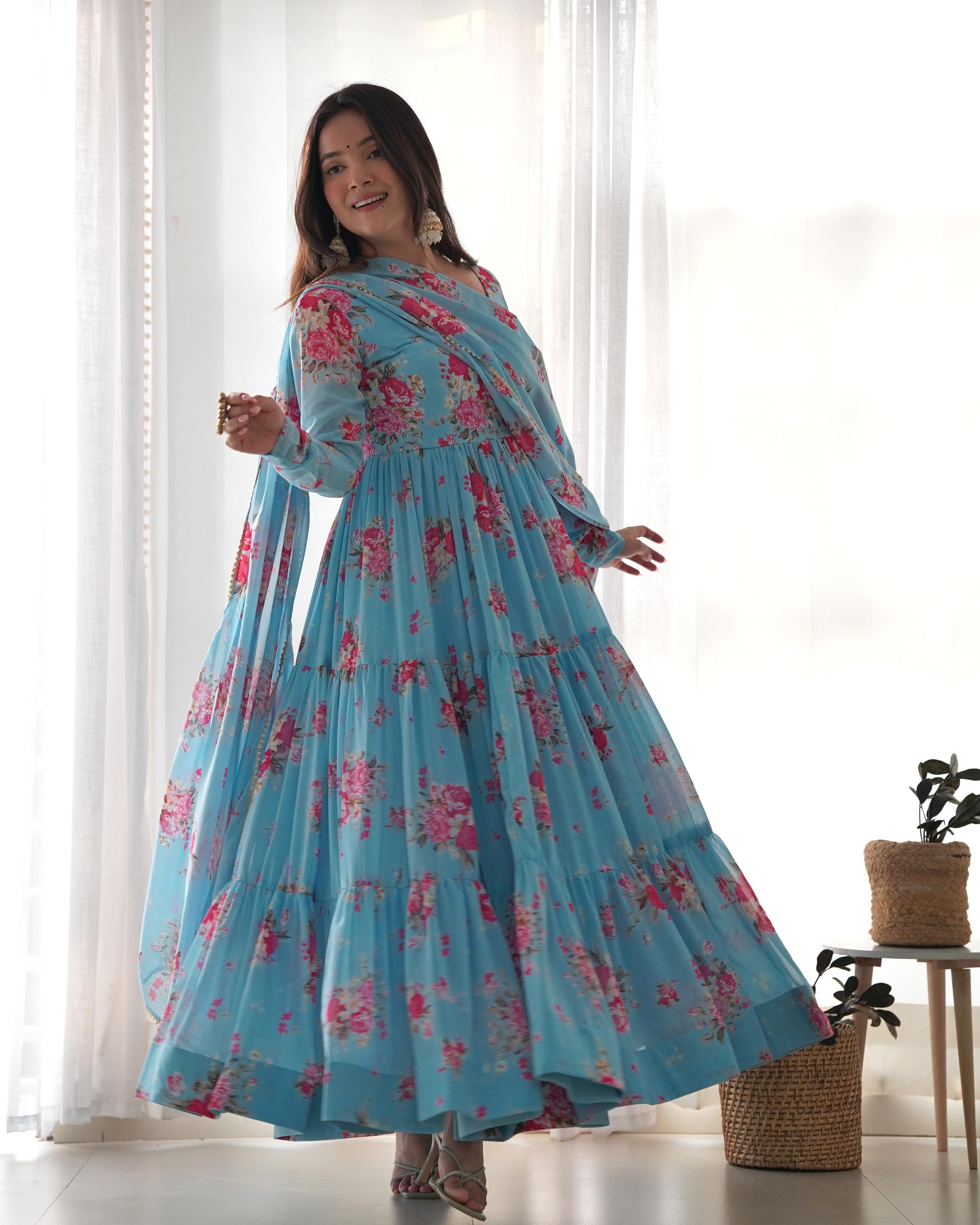 Sky blue Gown for engagement