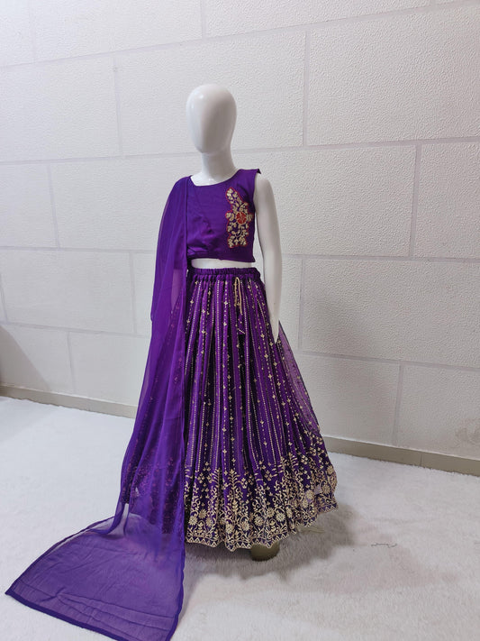Purple color georgette lehenga choli for girls
