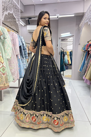 Black color silk lehenga choli for women online
