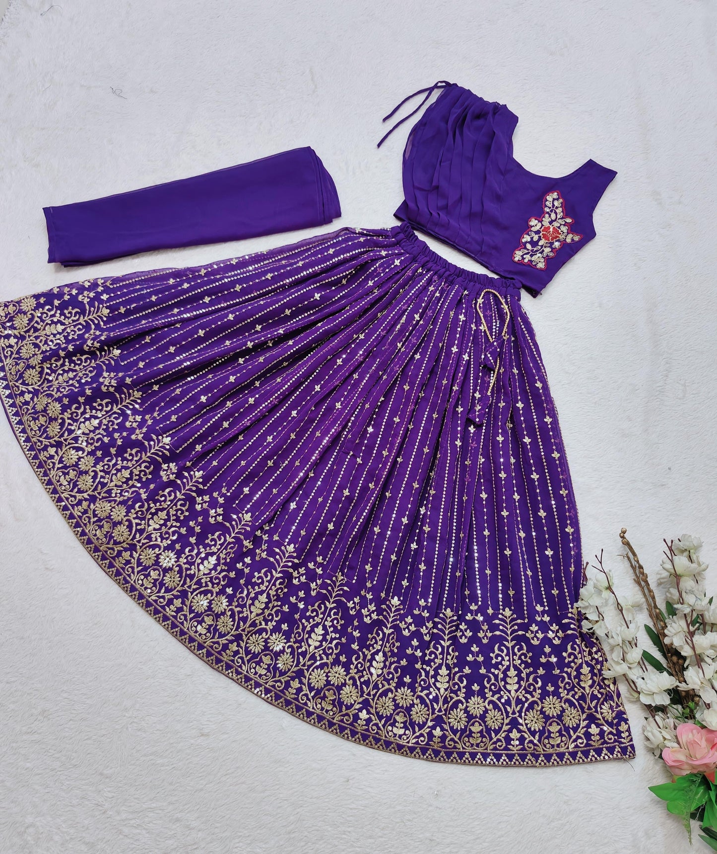Purple color georgette lehenga choli for girls price
