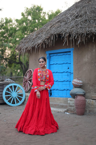 Red lehenga choli with full sleeve