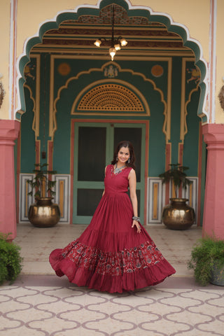 maroon gown for wedding wear