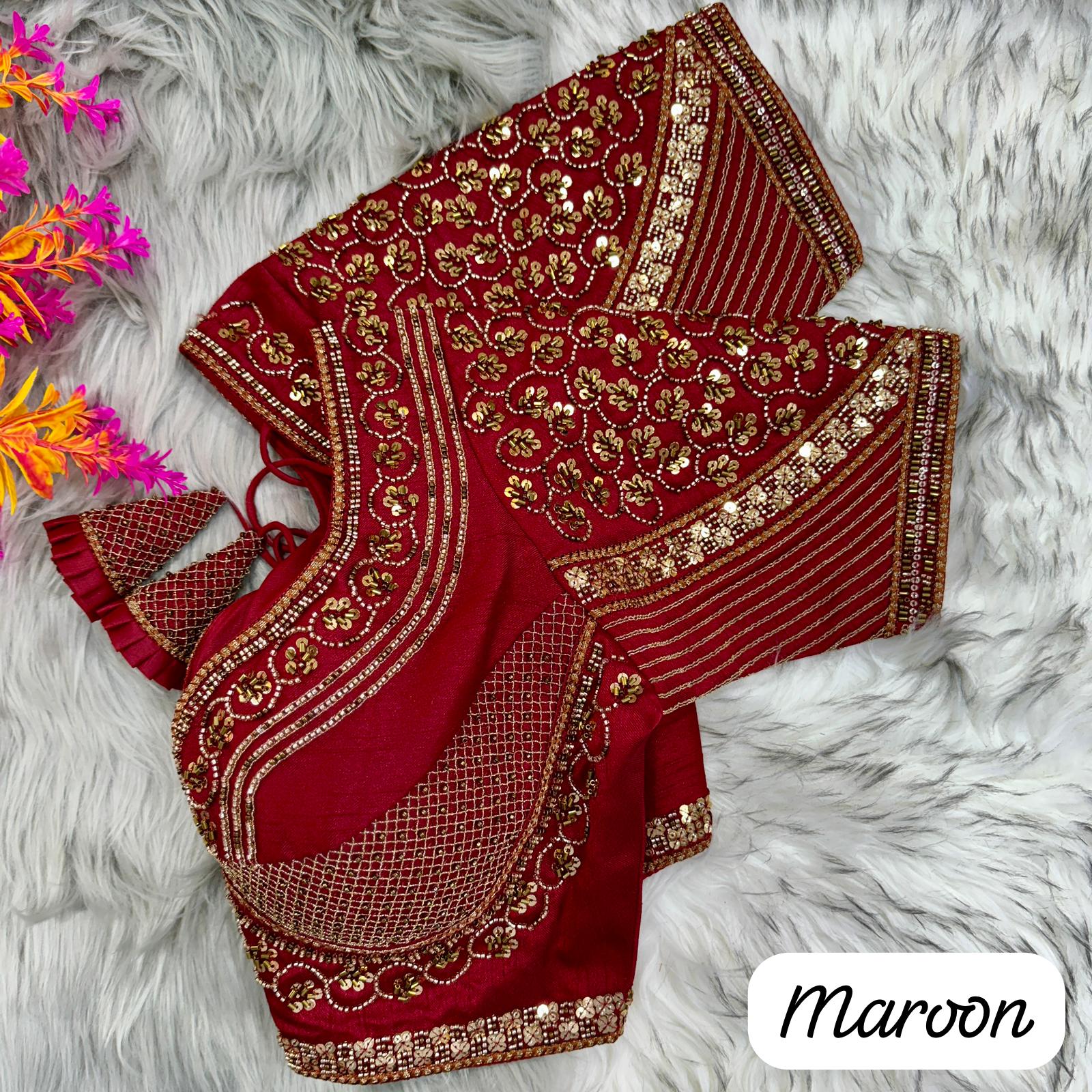 BollyWood style Maroon Blouse For Wedding Lehenga