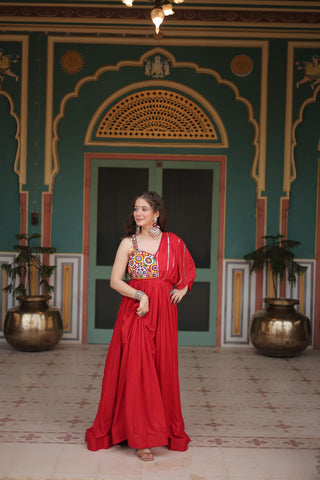 Red COlor Gown For Navratri