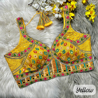 Real Mirror HandWork For Haldi Lehenga Choli