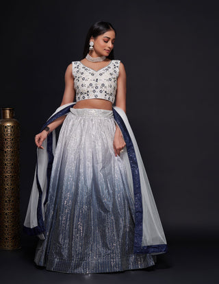 White color georgette lehenga choli for women online shopping
