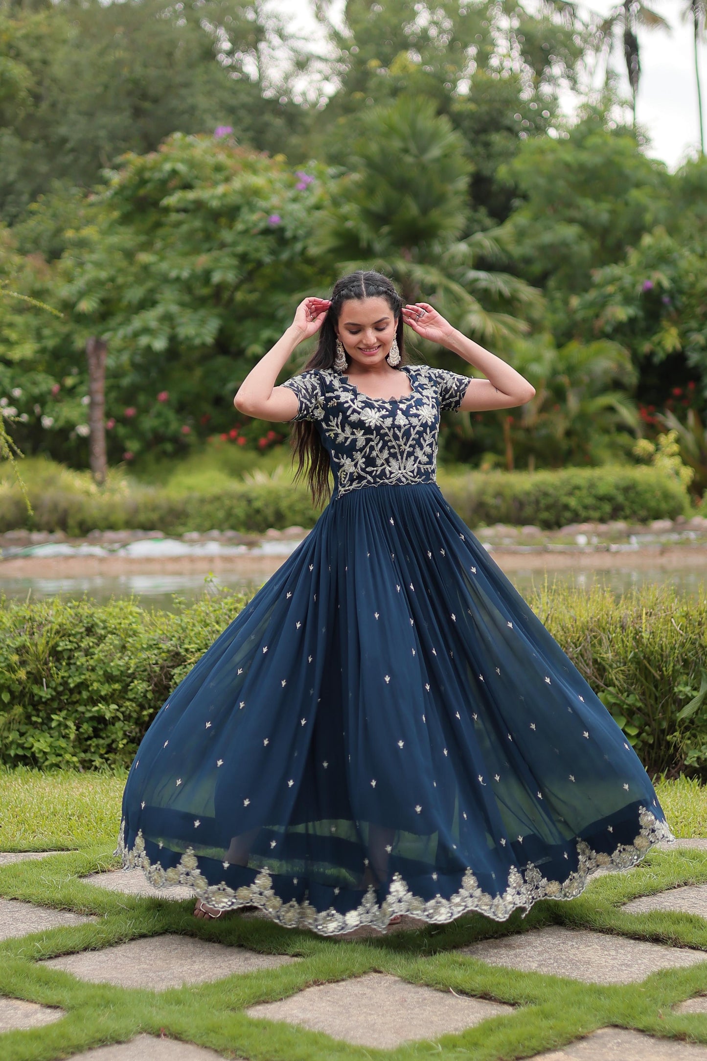 Rama color faux blooming gown price