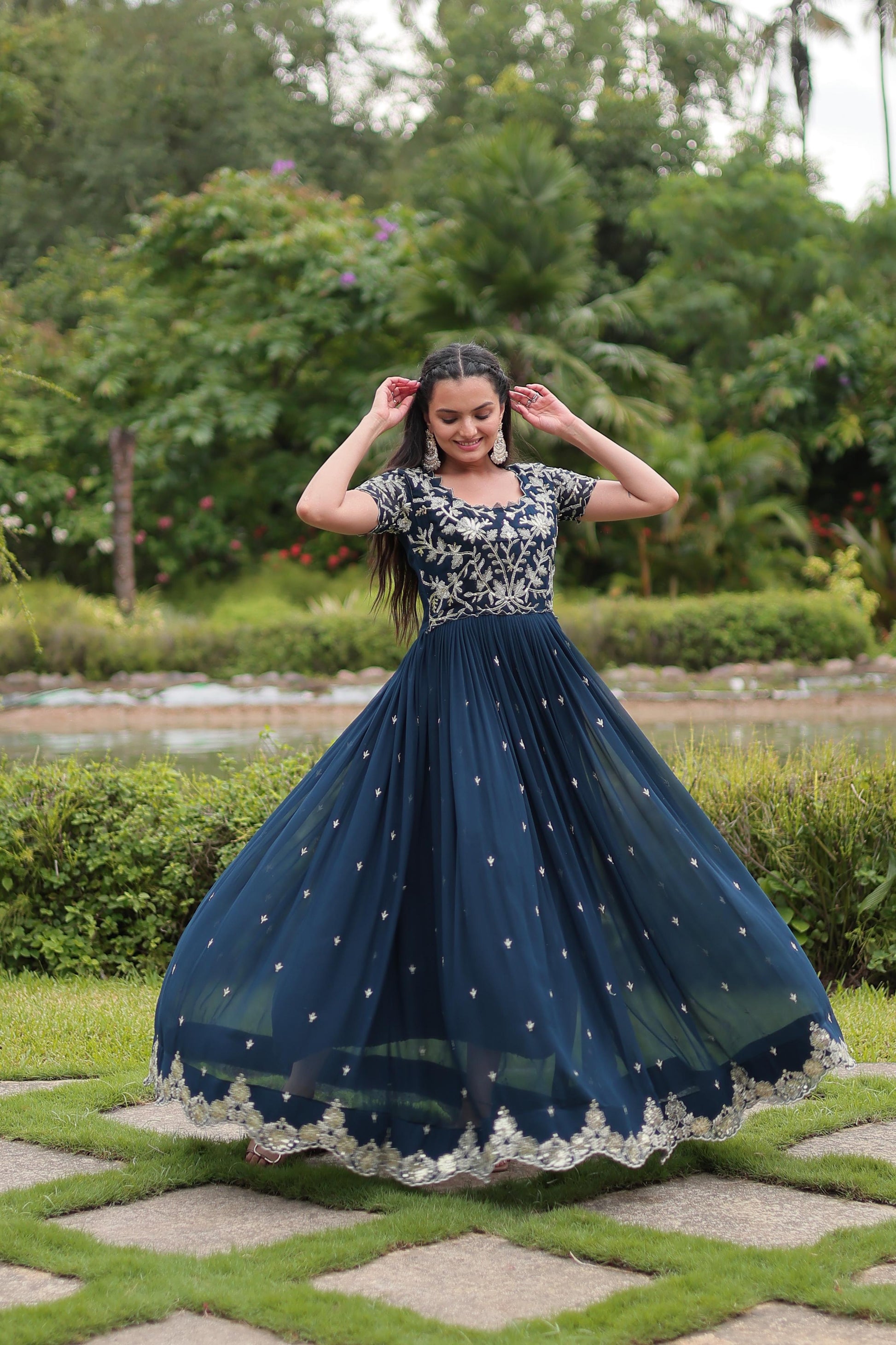 Rama color faux blooming gown price