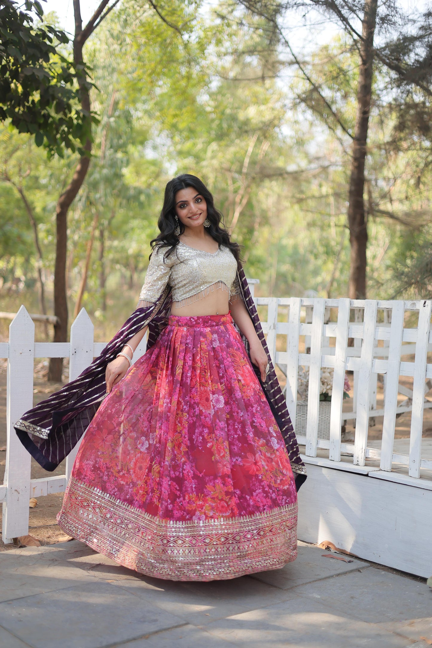 Multi color georgette lehenga choli price