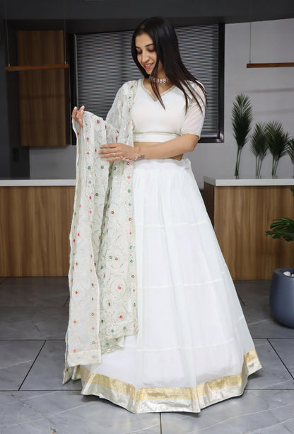 White color georgette lehenga choli price
