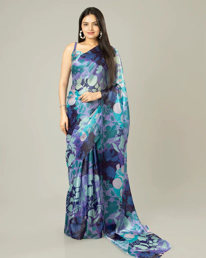 Purple color japan satin saree for women