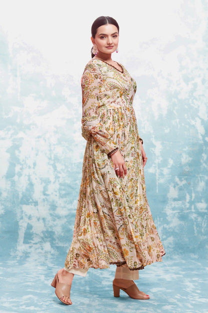 Off white color chiffon sharara suit with dupatta images
