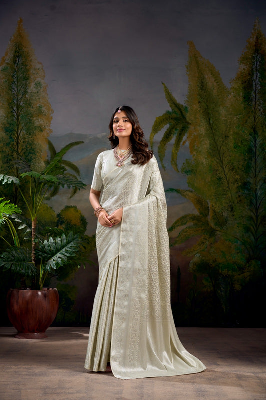 Off white color kanjivaram saree for women price
