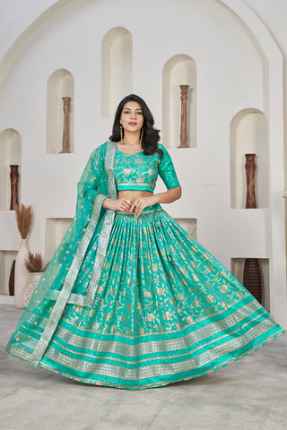 Rama color dola jacquard lehenga choli