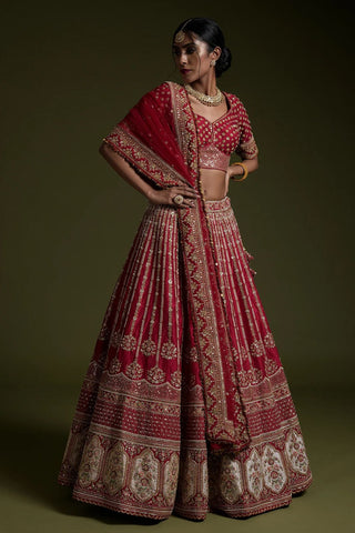 wedding red bridal lehenga