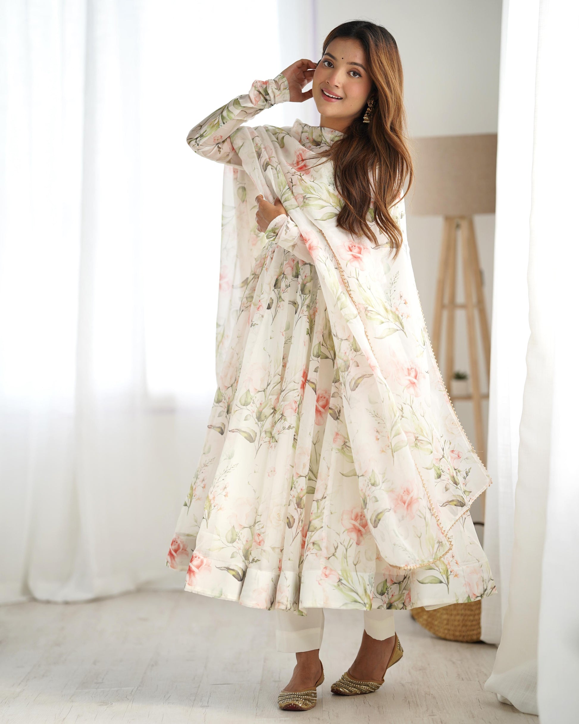 White Organza Suit design
