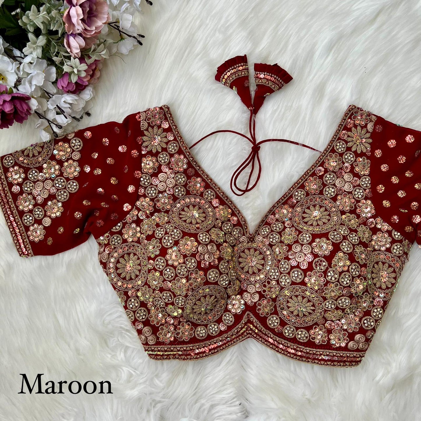 Heavy fox georgette Maroon blouse designs