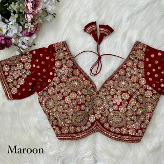 Heavy fox georgette Maroon blouse designs