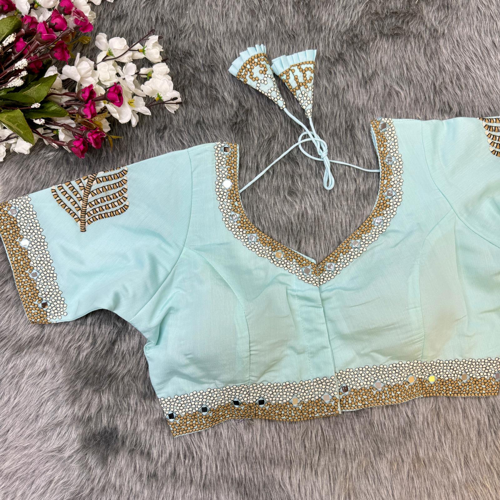 Partywear Sky Blue Blouse 