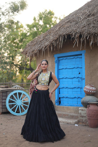 Black gamthi work lehenga choli