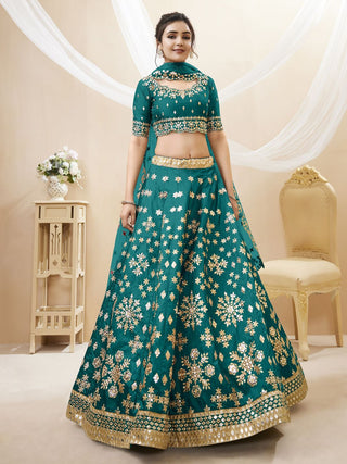 Simple art silk green lehenga