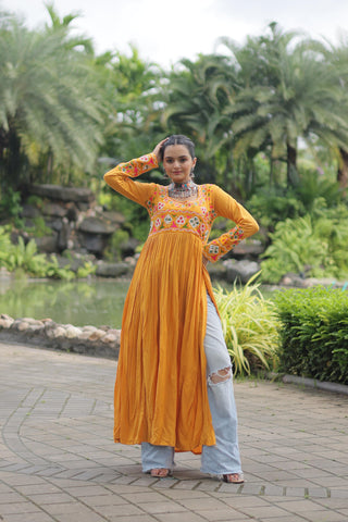 Traditional wear navratri gamthi work kurtis online shopping