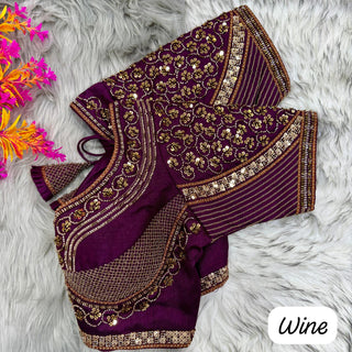 BollyWood style Wine  Blouse For Wedding Lehenga