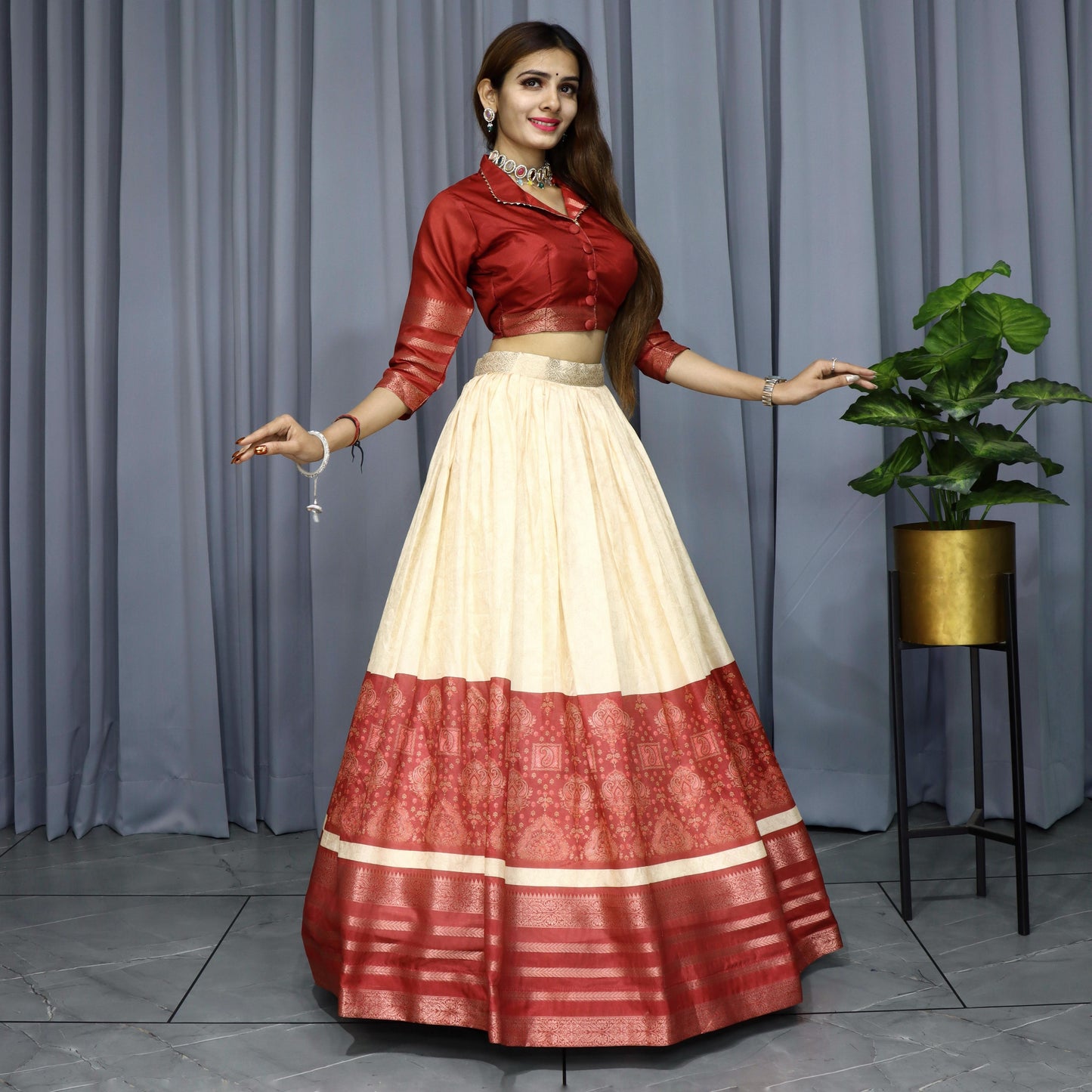 Maroon Color Soft Dola Silk Printed Lehenga Choli For Festive Wear