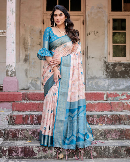 Multi color banarasi silk saree for women