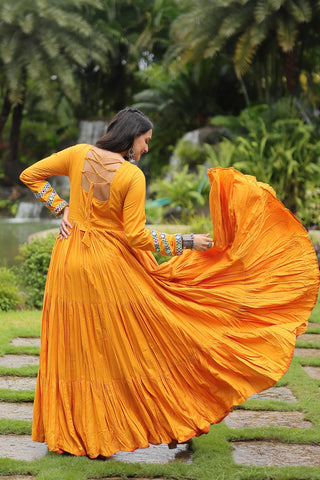 Yellow navratri gown online shopping india
