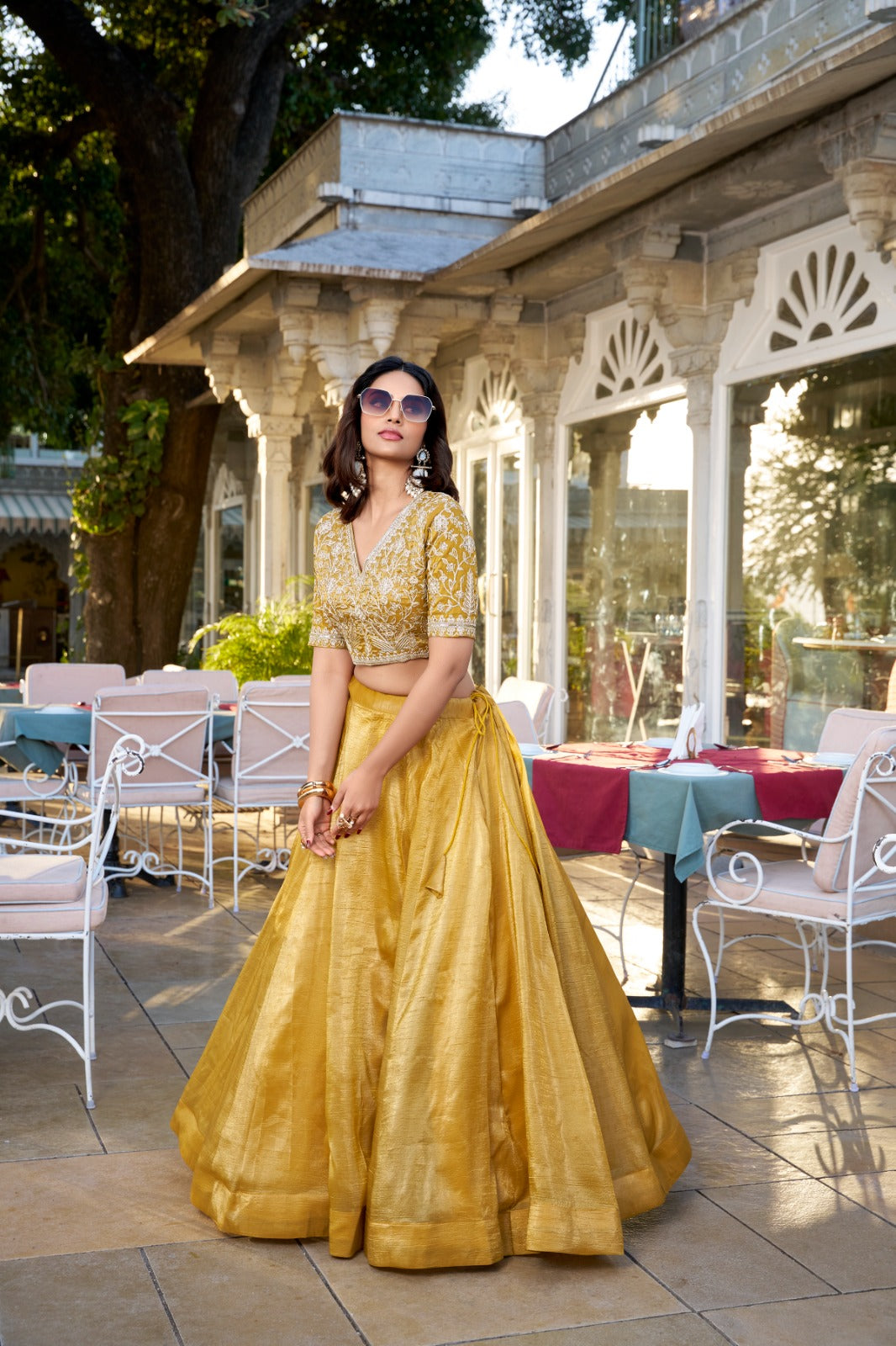 Mustard colour lehenga design
