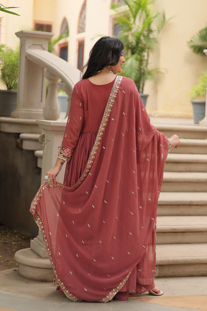 Rust color georgette long sharara suit online