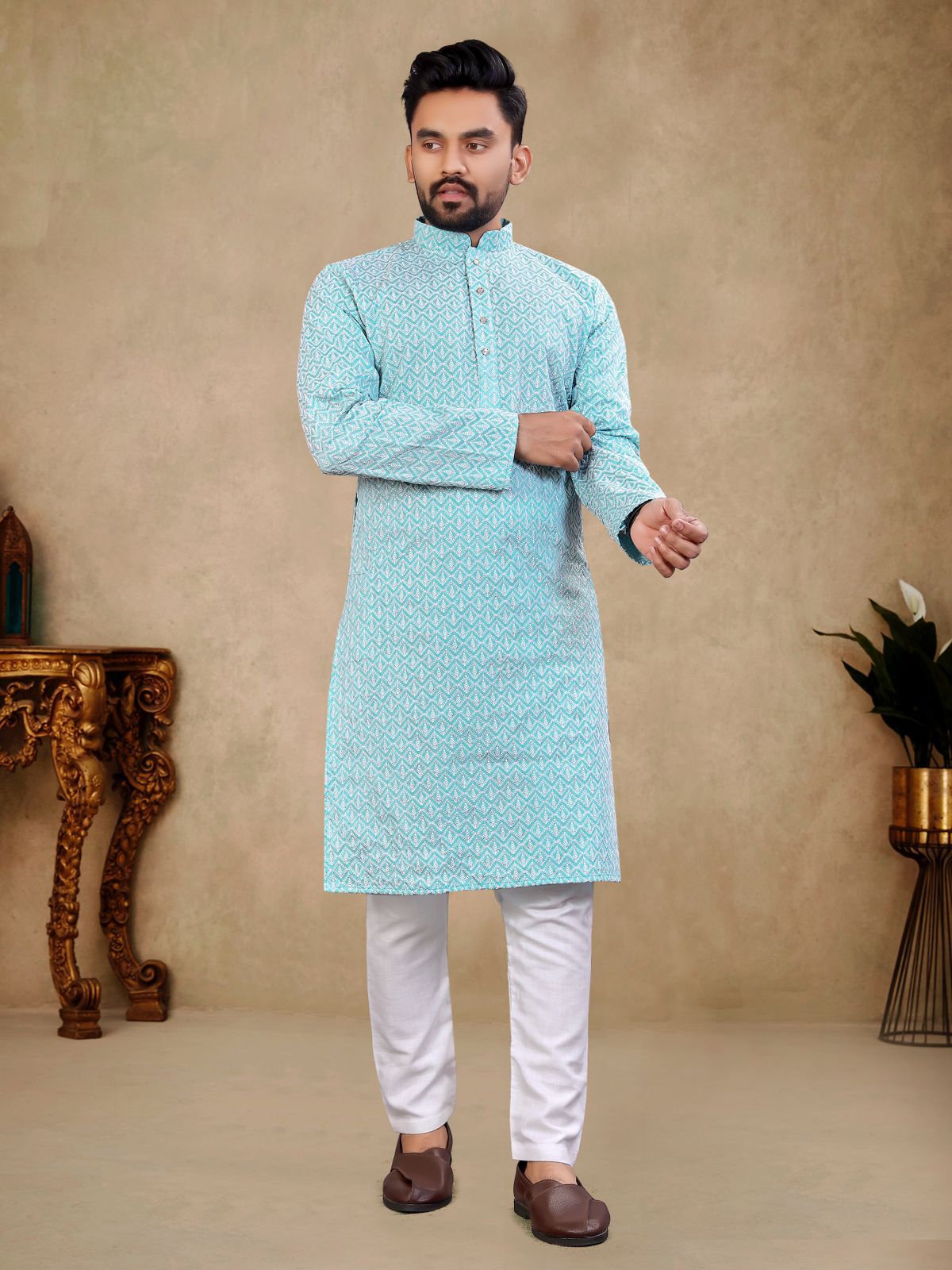 blue kurta pajama for wedding lucknowi kurtas