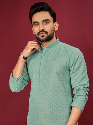 Designer Lucknowi Sequins Kurta Men's Wedding Kurtas Pajama