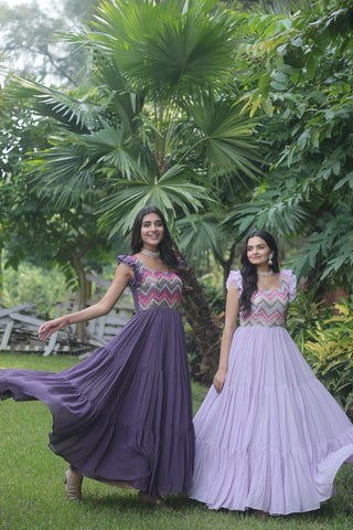 Women purple and lavender gown for wedding
