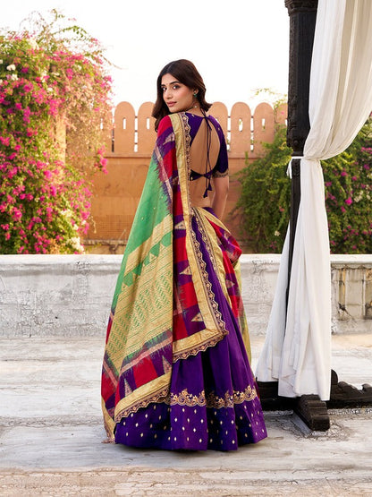 Purple Color Vichitra Silk Wedding Guest Lehenga Choli