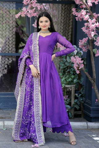 Purple color tebby silk  salwar suit 