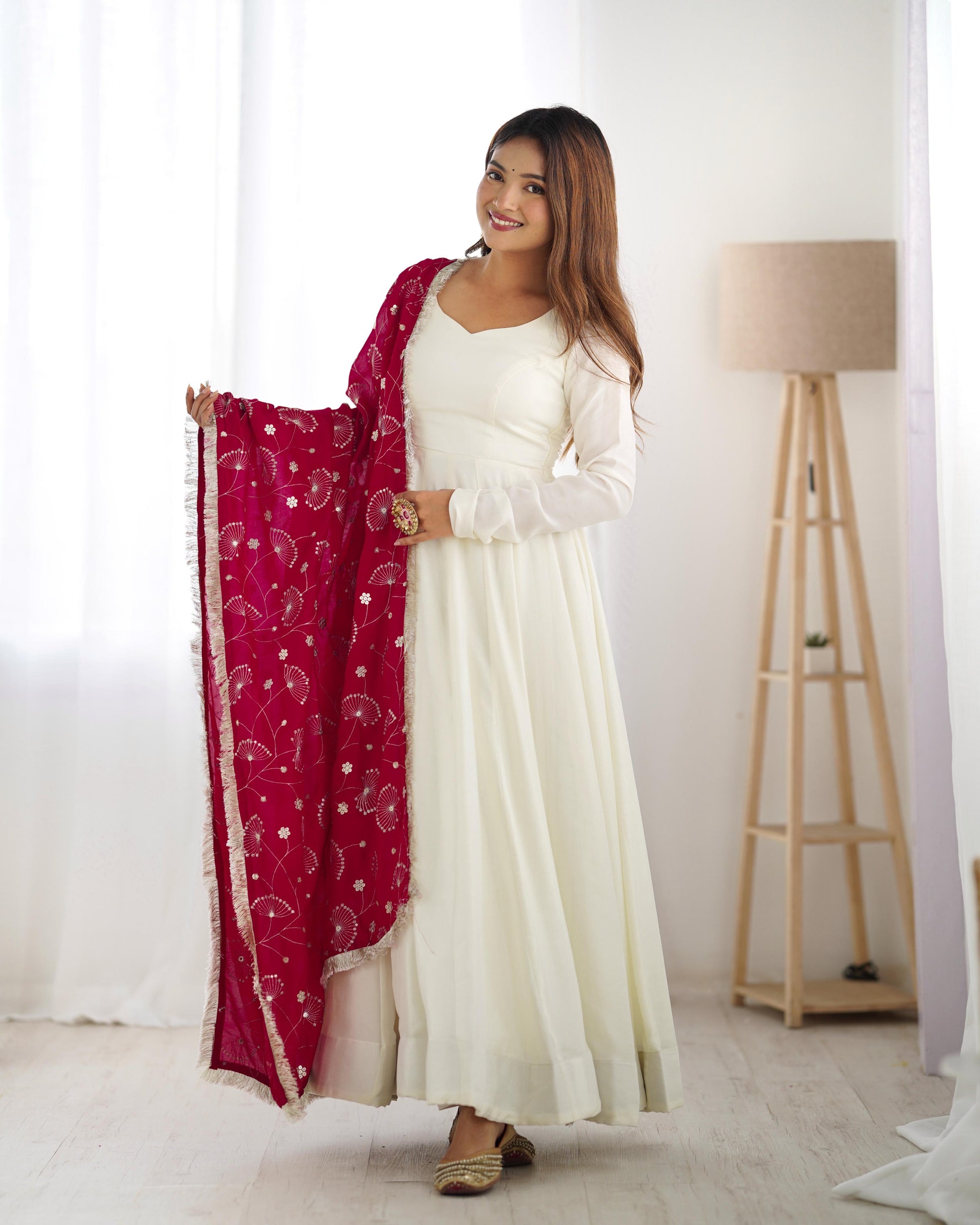 Rani Pink color vichitra silk saree for wedding
