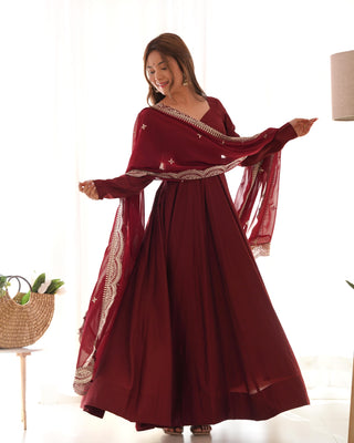 Maroon Gown for Wedding
