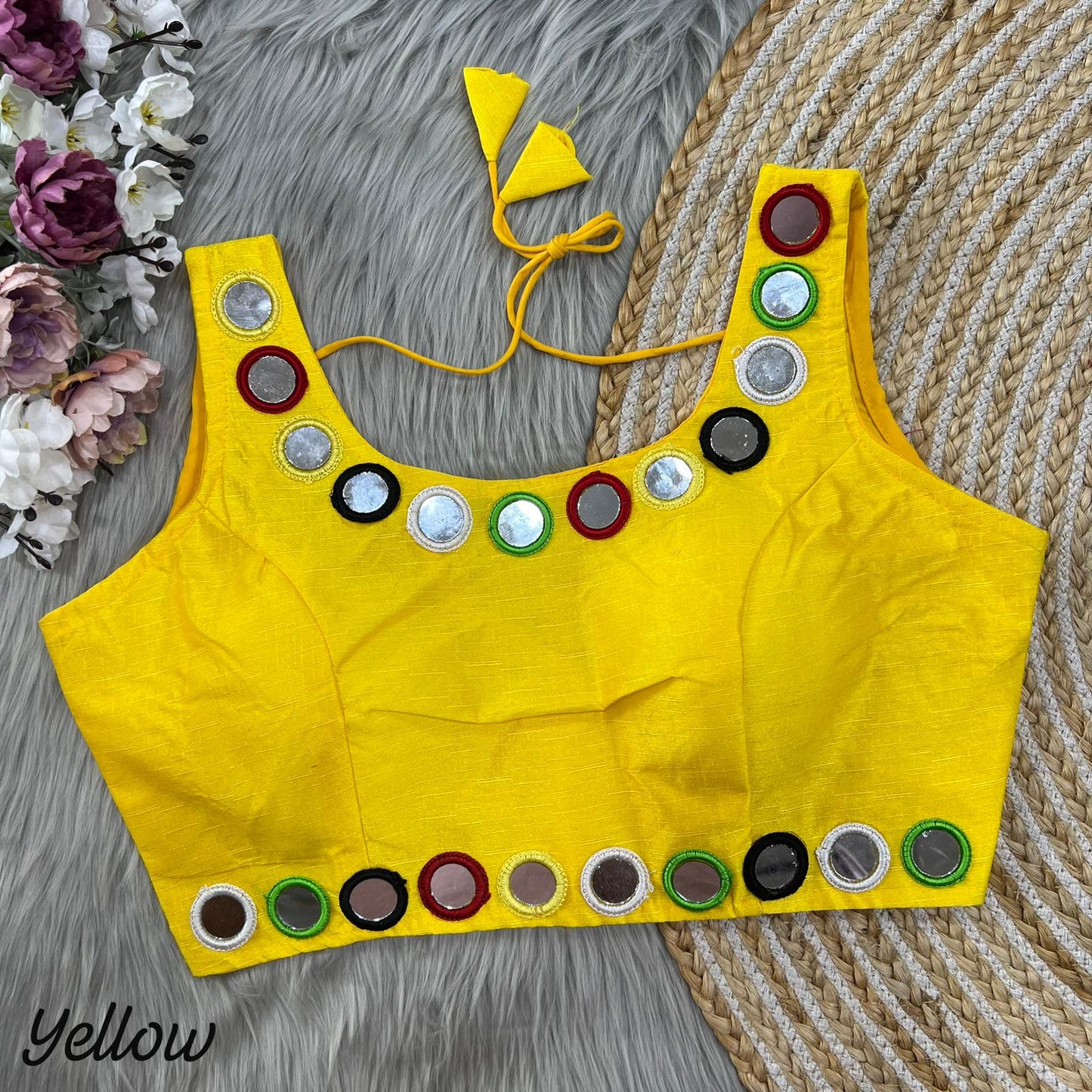 Navaratari Lehenga choli  With Traditional Yellow Blouse 