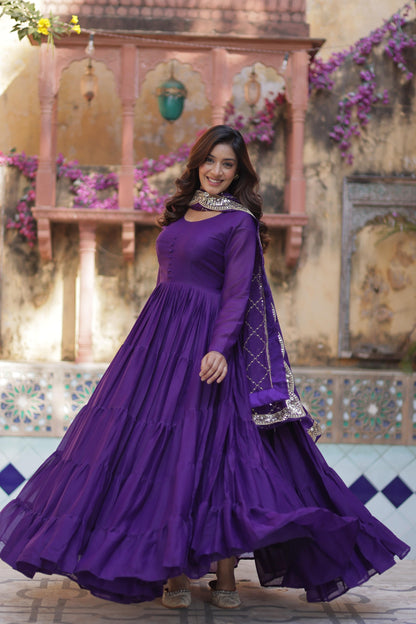 Purple Color georgette gown for women
