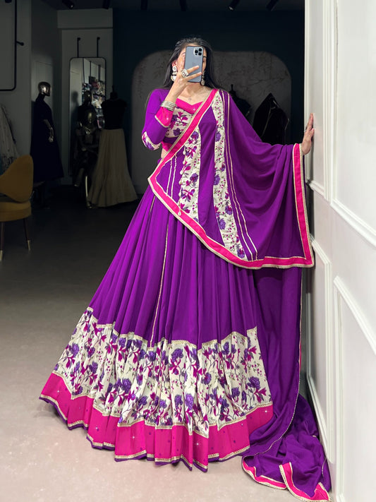 Purple color rayon lehenga choli 