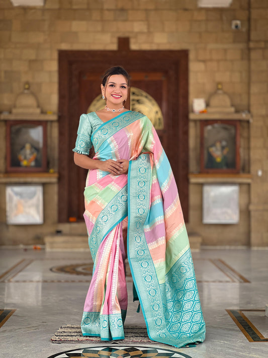 Multi Colour Silk Saree for wedding
