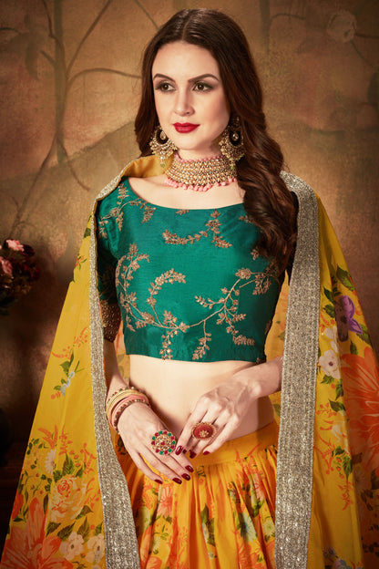 Party Wear Organza Lehenga