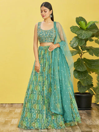 Digital printed lehenga choli with dupatta