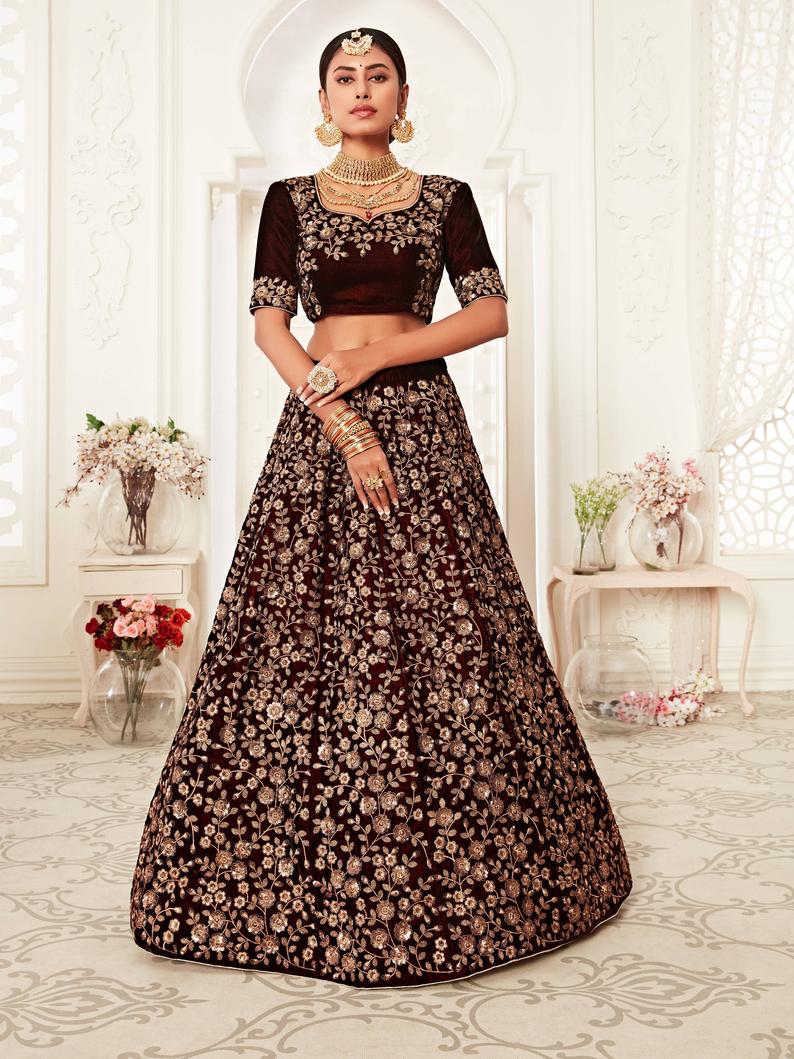 Dark maroon lehenga bridal