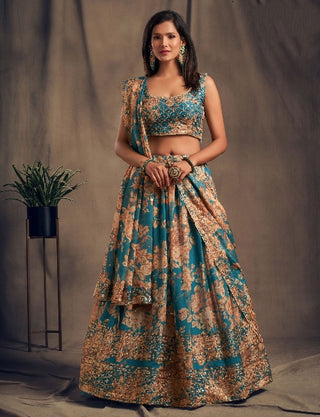 teal blue lehangas choli