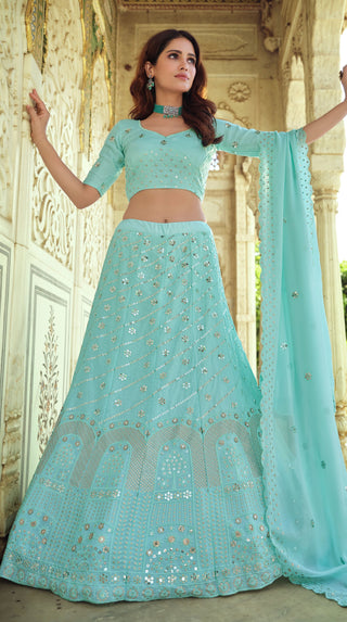 Blue color lehenga choli for wedding